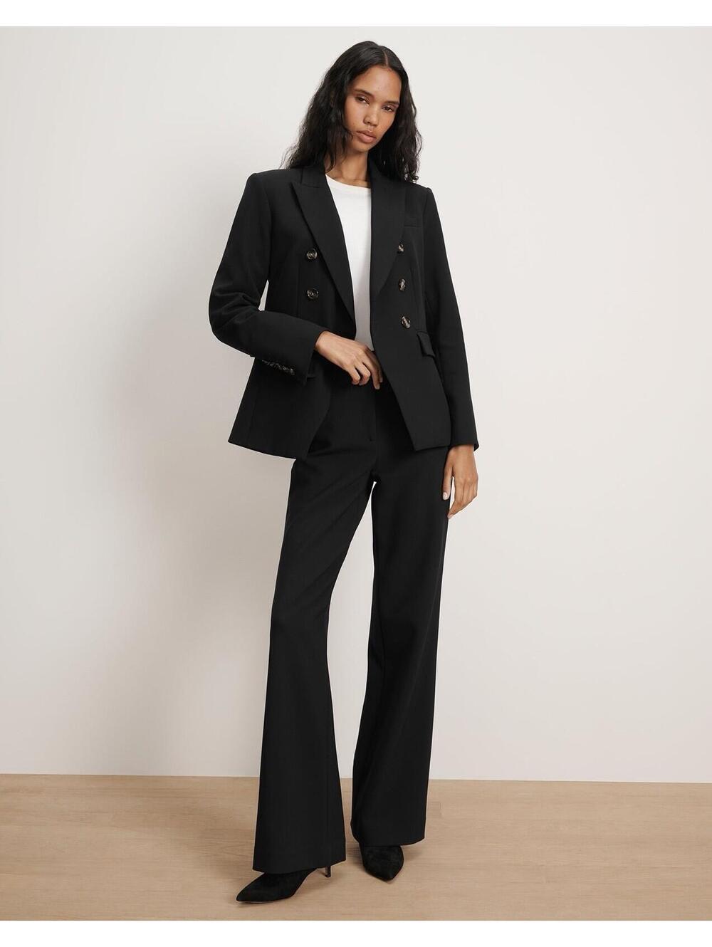 New Veronica Beard Miller Dickey Double-Breasted Blazer In Black Sz 2 $795